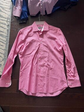 Indochino Men's Red / Pink Dress Shirt - Classic Button-Down Size S